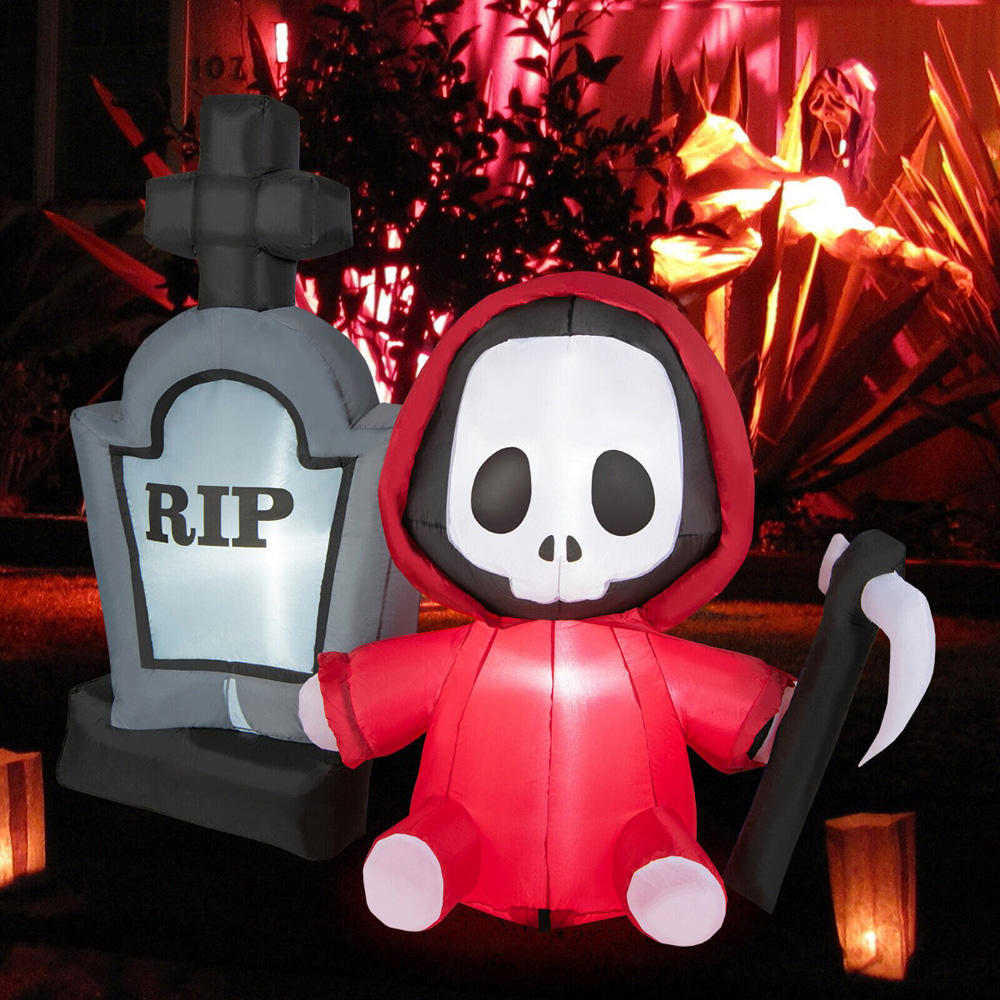 Costway Tombstone and Grim Reaper Inflatable Halloween Decoration 5ft