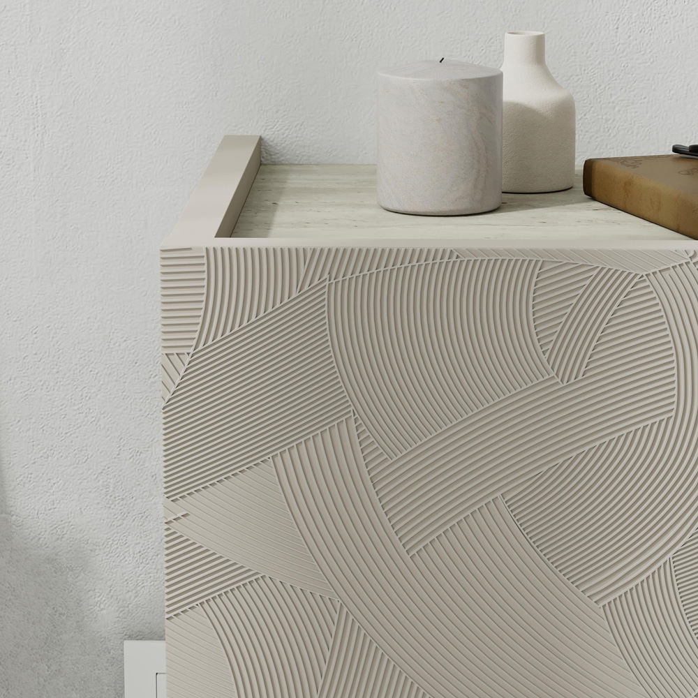 Decortie Onda Single Drawer Sandstone LED Wall-Mounted Bedside Table Image 3