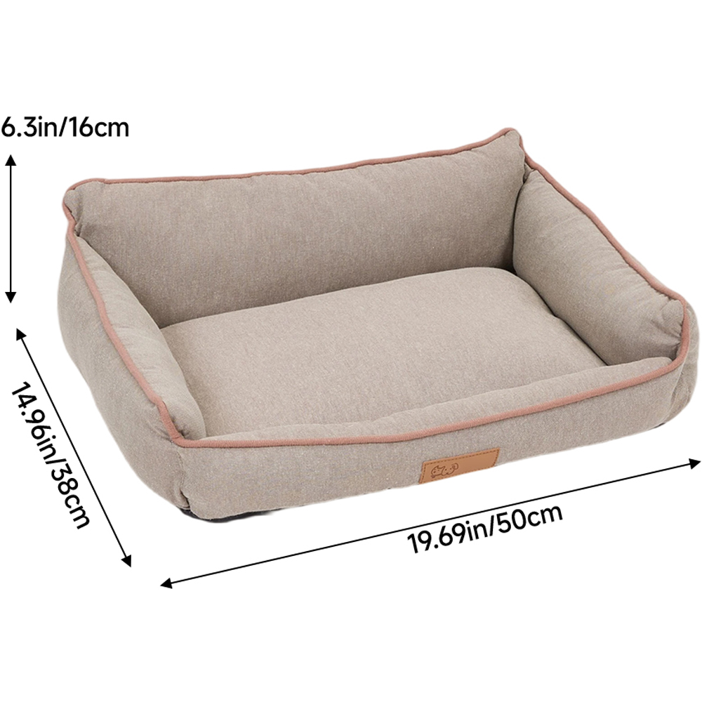 H&O Direct 50 x 38cm Beige Rectangular Warm Dog Bed with Anti-Slip Bottom Image 6
