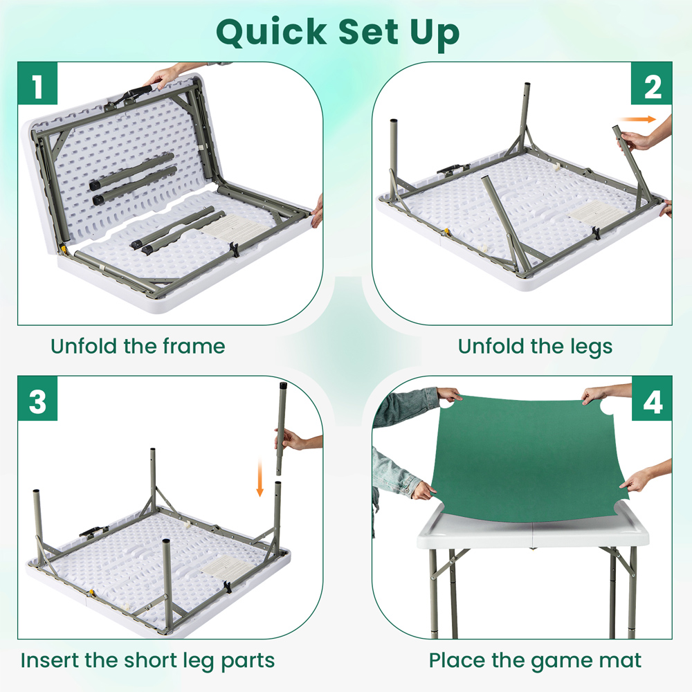 Costway Green Folding Mahjong Table with Cup Holder Image 8