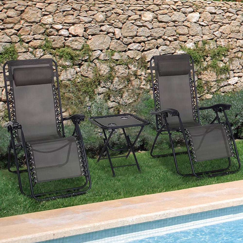 Outsunny 3pcs Folding Chairs Table Set Image 1
