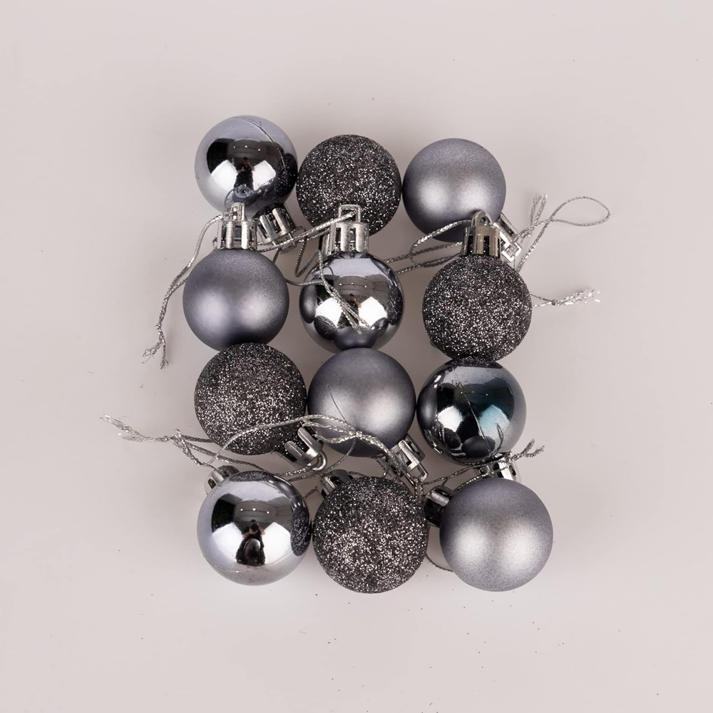 Shatchi 3cm Dark Grey Shatterproof Christmas Bauble 24 Pack Image 5