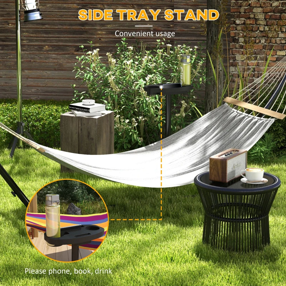 Outsunny Metal Hammock Stand with Side Tray Image 4