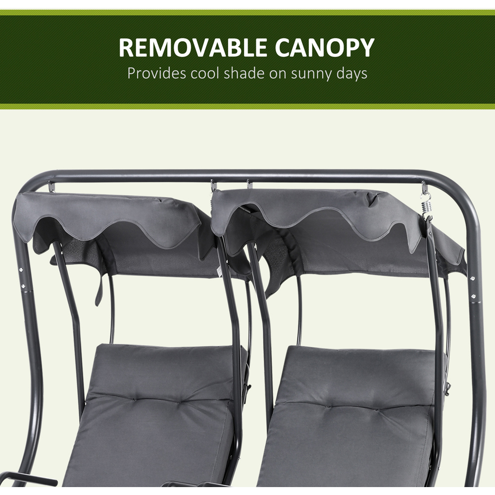 Outsunny 2 Seater Grey Modern Garden Swing Chair with Removable Shade Canopy Image 7