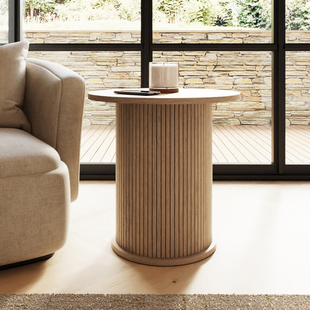 GFW Omari Oak Slatted Side Table Image 5