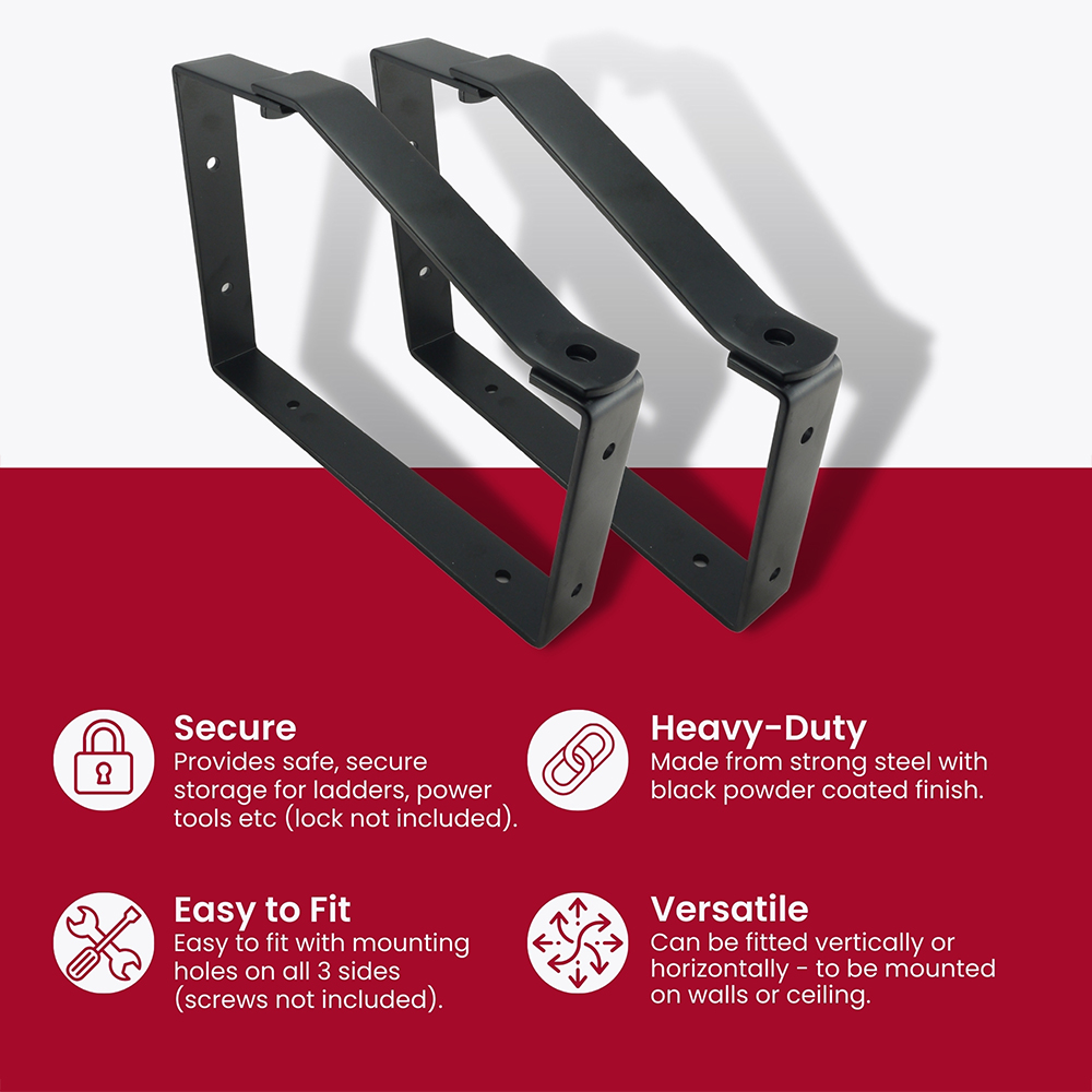 Select Black Universal Lockable Ladder Bracket 2 Pack Image 6