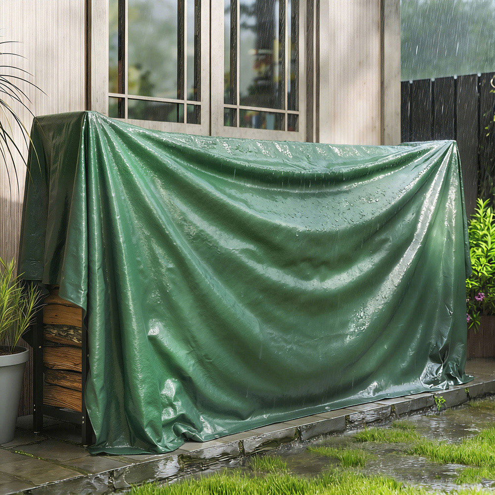 Outsunny Green Waterproof Tear-Resistant Tarpaulin Sheet 300 x 400cm Image 2