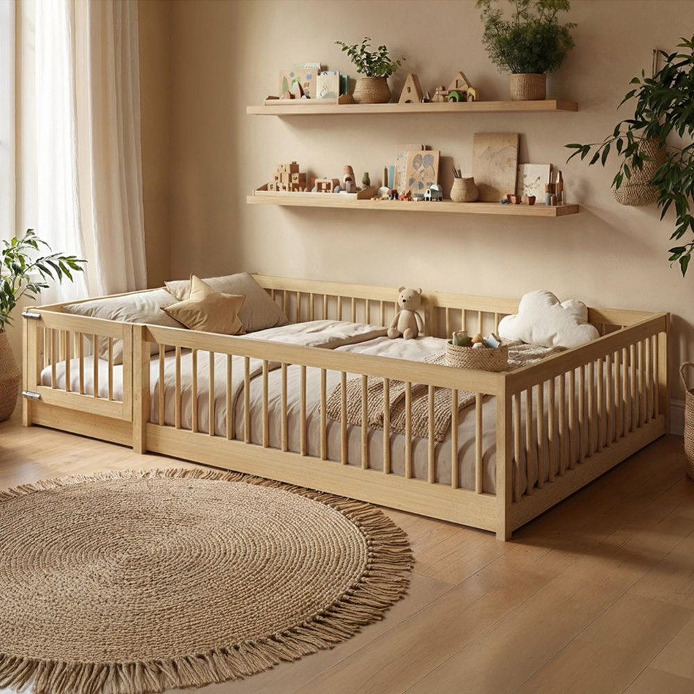 Flair Imogen Small Double Natural Montessori Toddler Floor Bed Image 1