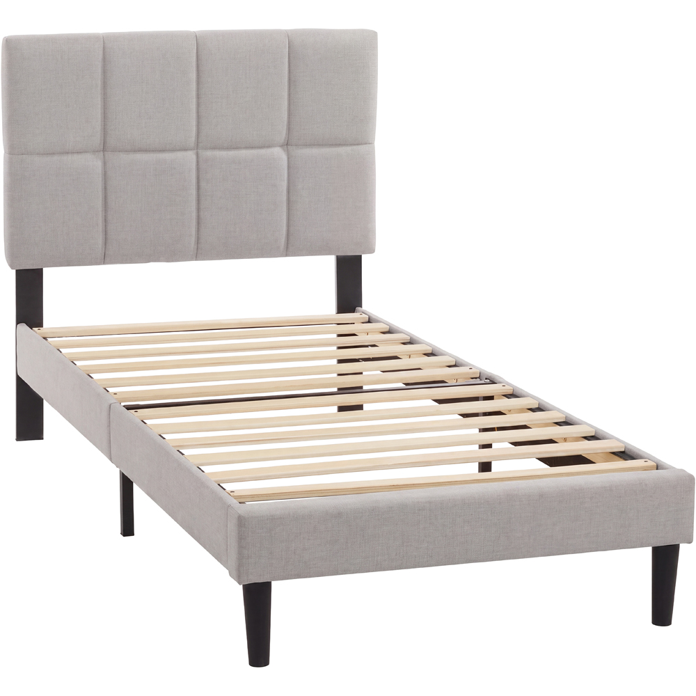 VIDA DESIGNS Velmora Single Beige Linen Fabric Bed Image 2