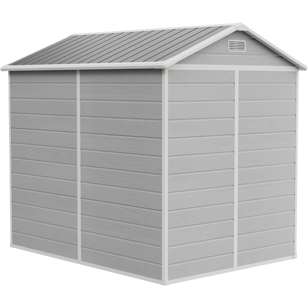 Living and Home 6 x 8ft Smokey Grey Wood Grain Plastic Garden Storage Shed Image 3