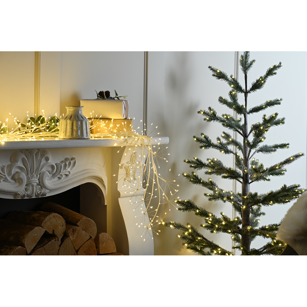 Festive Warm White LED Microdot White Branch Christmas Garland 150cm Image 2