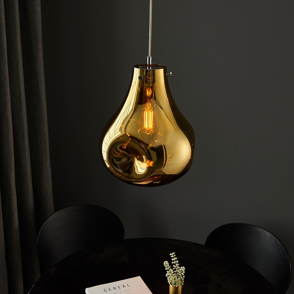 Merano Perugia Metallic Glass Gold Pendant Ceiling Lamp Image 7