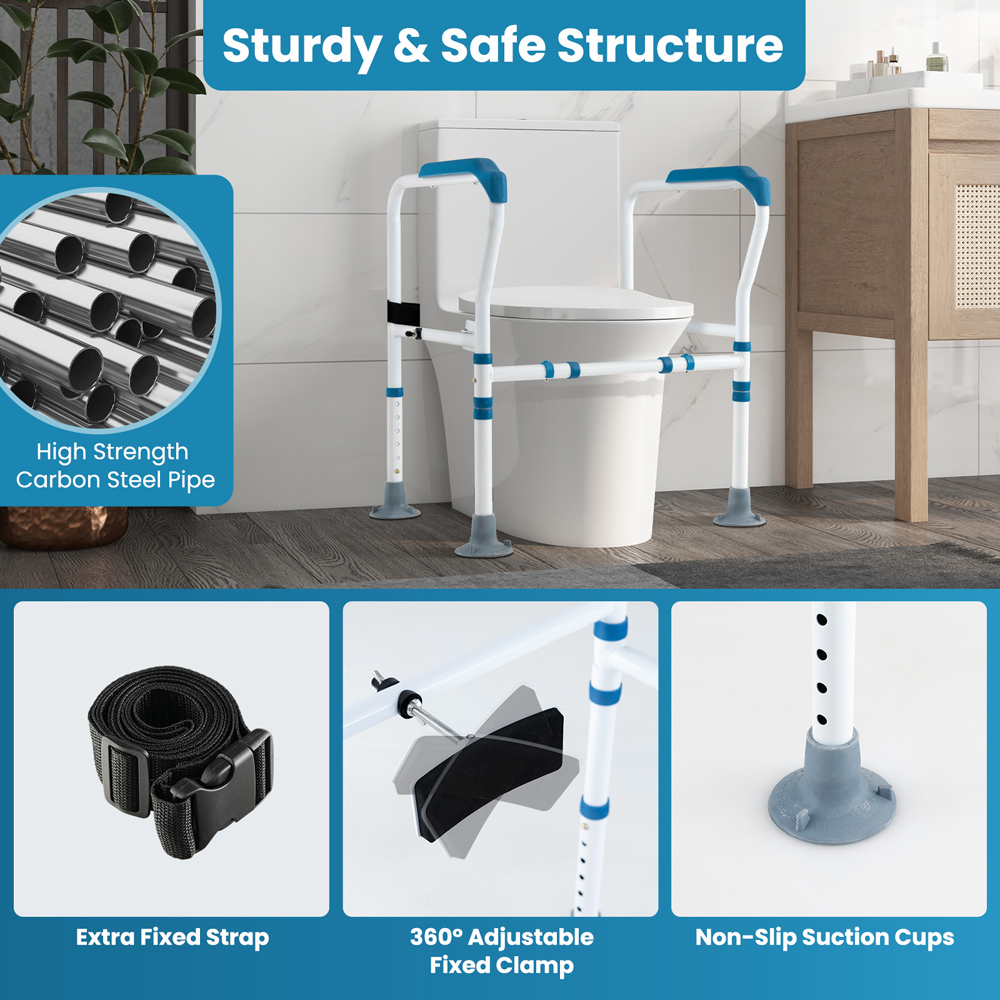 Costway Blue Stand Alone Toilet Safety Frame Image 5