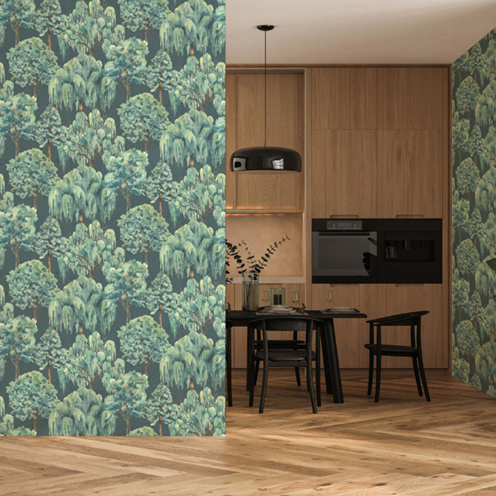 Esselle Home Whispering Willow Navy Wallpaper Image 3