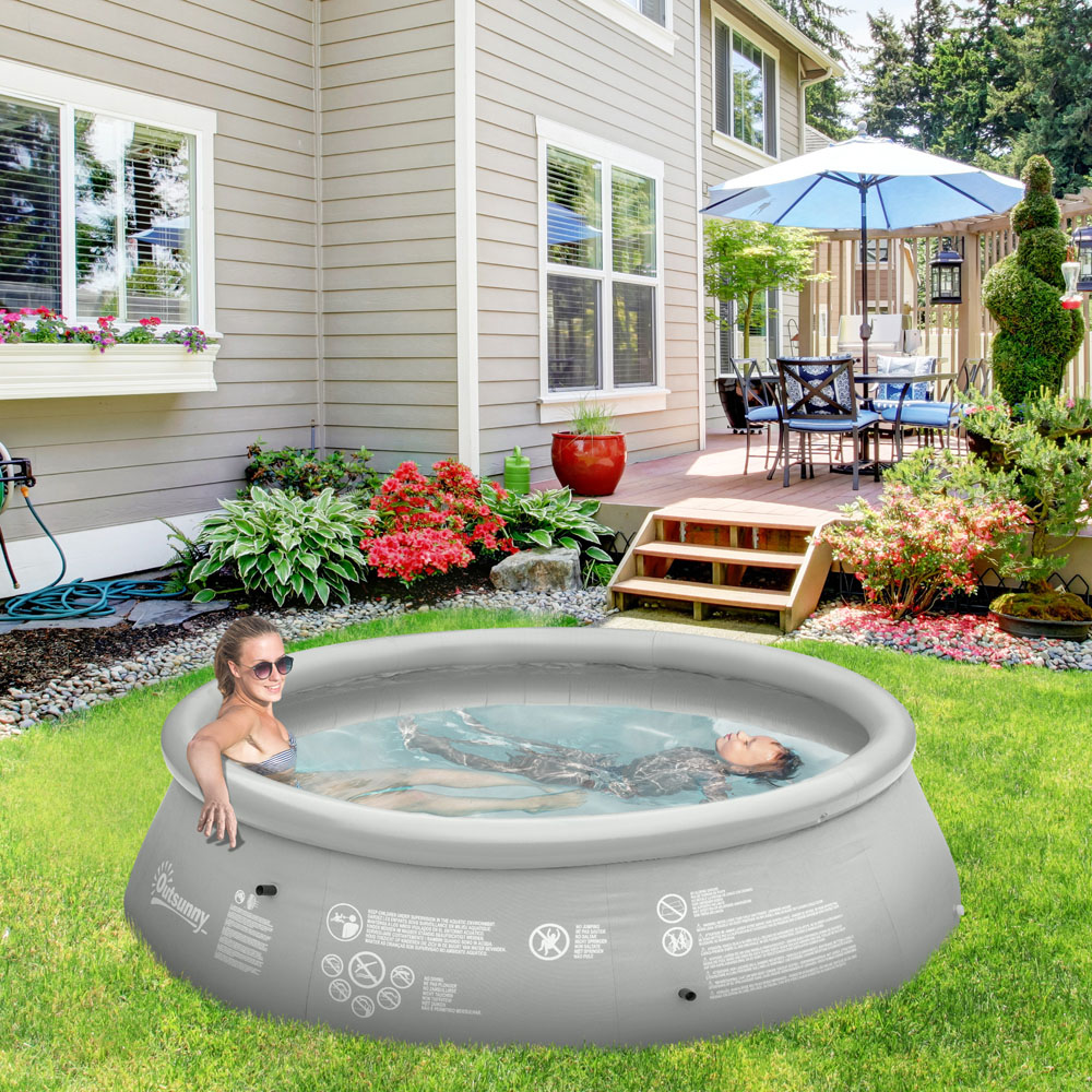 Outsunny Grey Inflatable Swimming Pool with Hand Pump 2.74 x 0.7cm Image 2