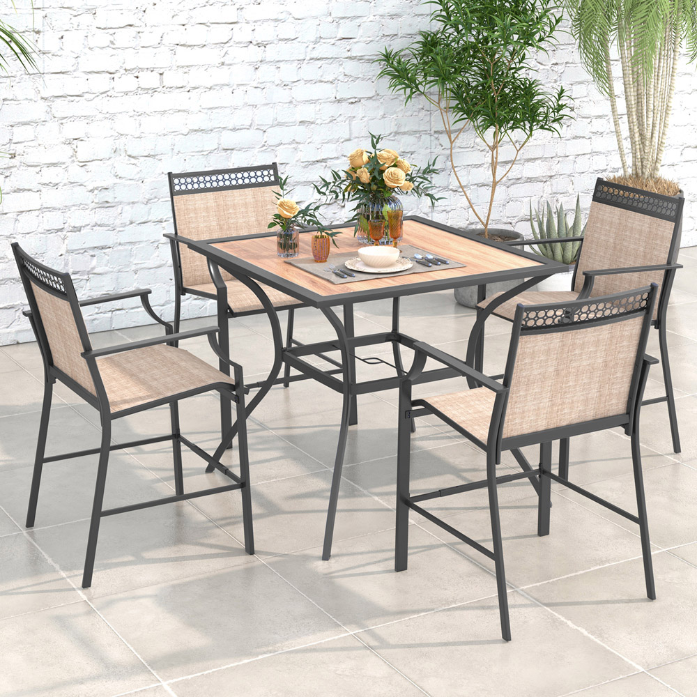 Costway 4 Seater Patio Dining Table with Umbrella Hole Chair Not Included Image 3