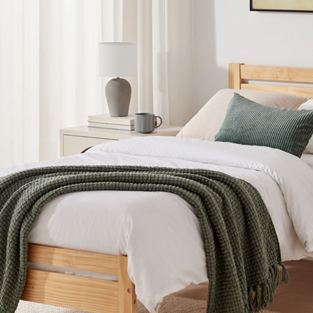 Furniturebox Cadhla Single Oak Stain Solid Pine Bed Frame Image 2