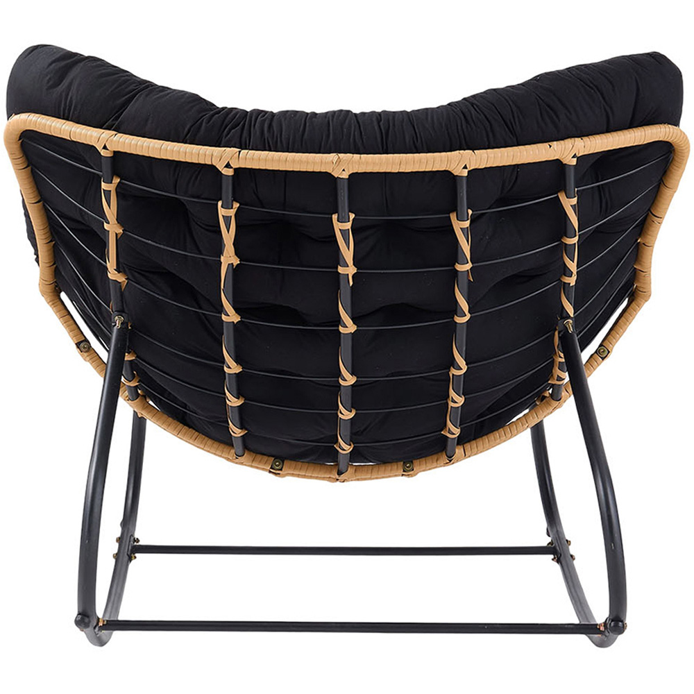 Living and Home Black PE Rattan Rocking Chair with Cushion Image 6