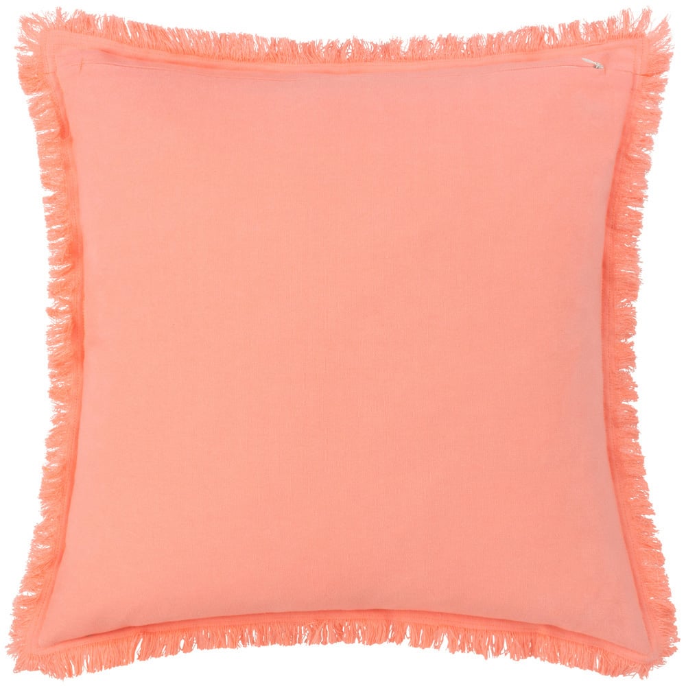 furn. Gracie Coral Velvet Fringed Cushion Image 3