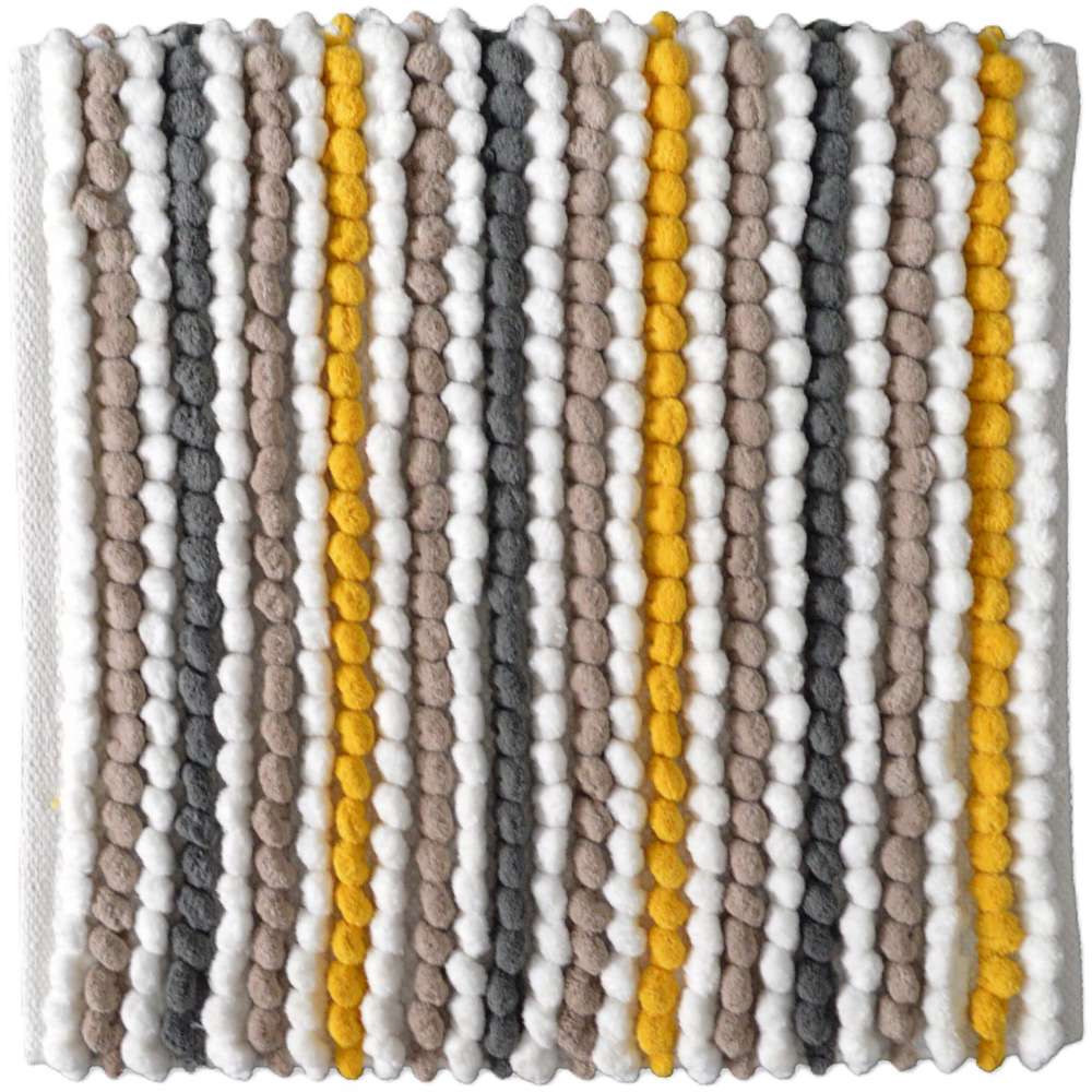 Allure Bath Fashions Mustard Striped Square Chunky Bobble Bath Mat 50 x 50cm Image 1