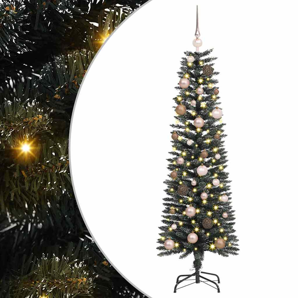 vidaXL Pre-Lit Rose Gold Baubles Green Artificial Christmas Tree 5ft Image 2