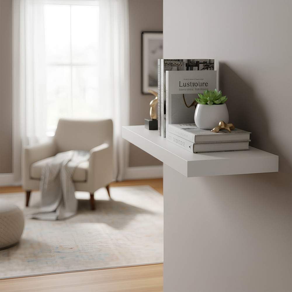 Harbour Housewares 60cm 3 Pack White Floating Wall Shelf Image 7