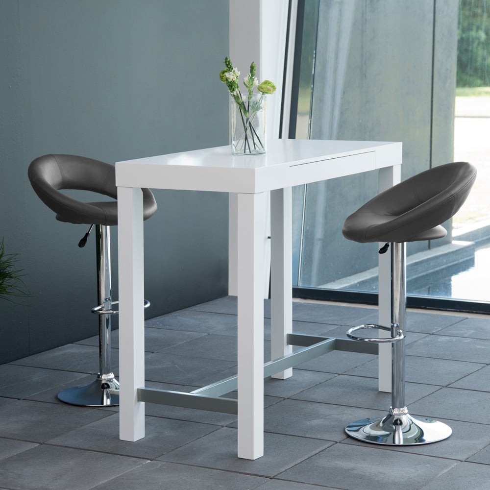 Florence Plump Black Swivel Bar Stool with Open Back Image 5