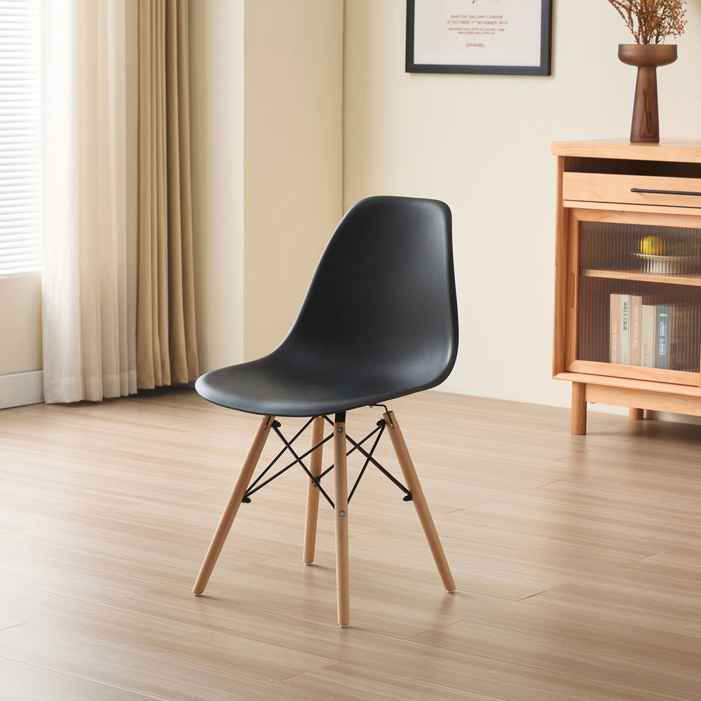 Comfy Living 4 Seater Metal Detailing Dining Set Oak and Black Image 6