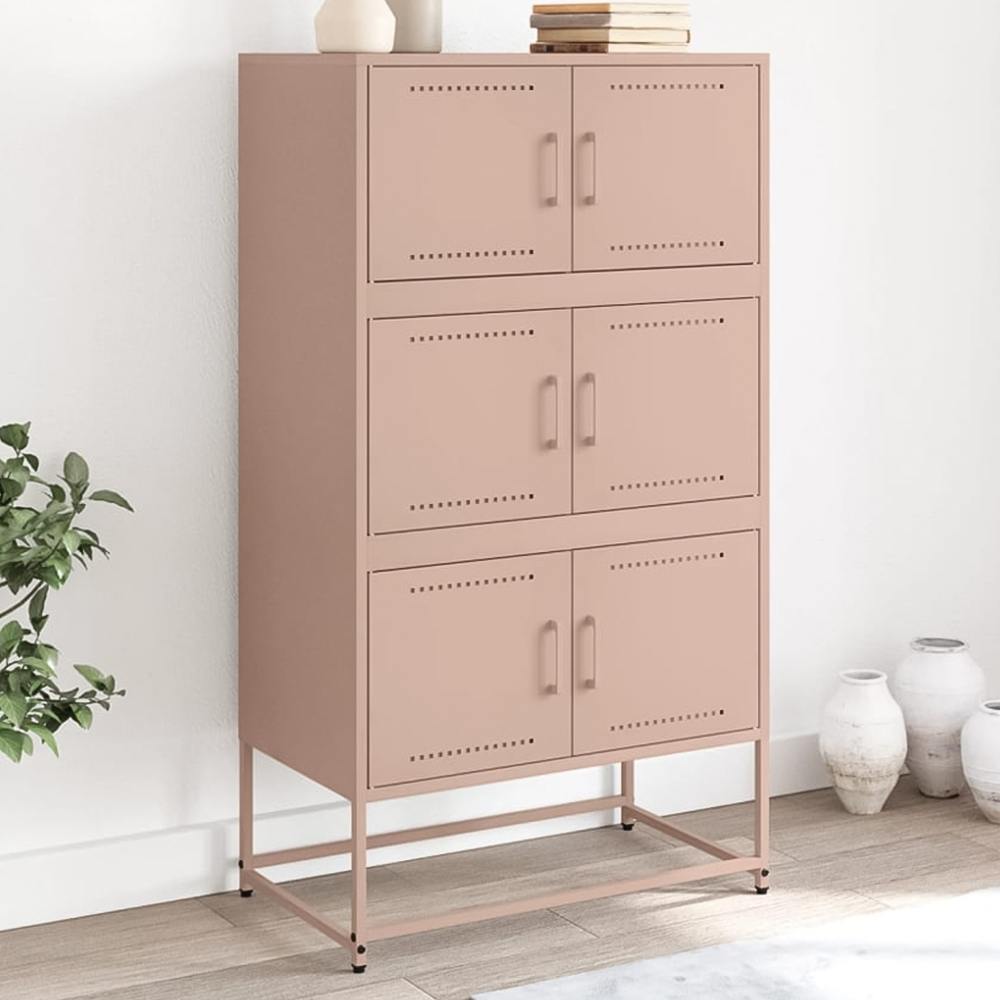 vidaXL 6 Door Pink Industrial Metal Sideboard Image 1