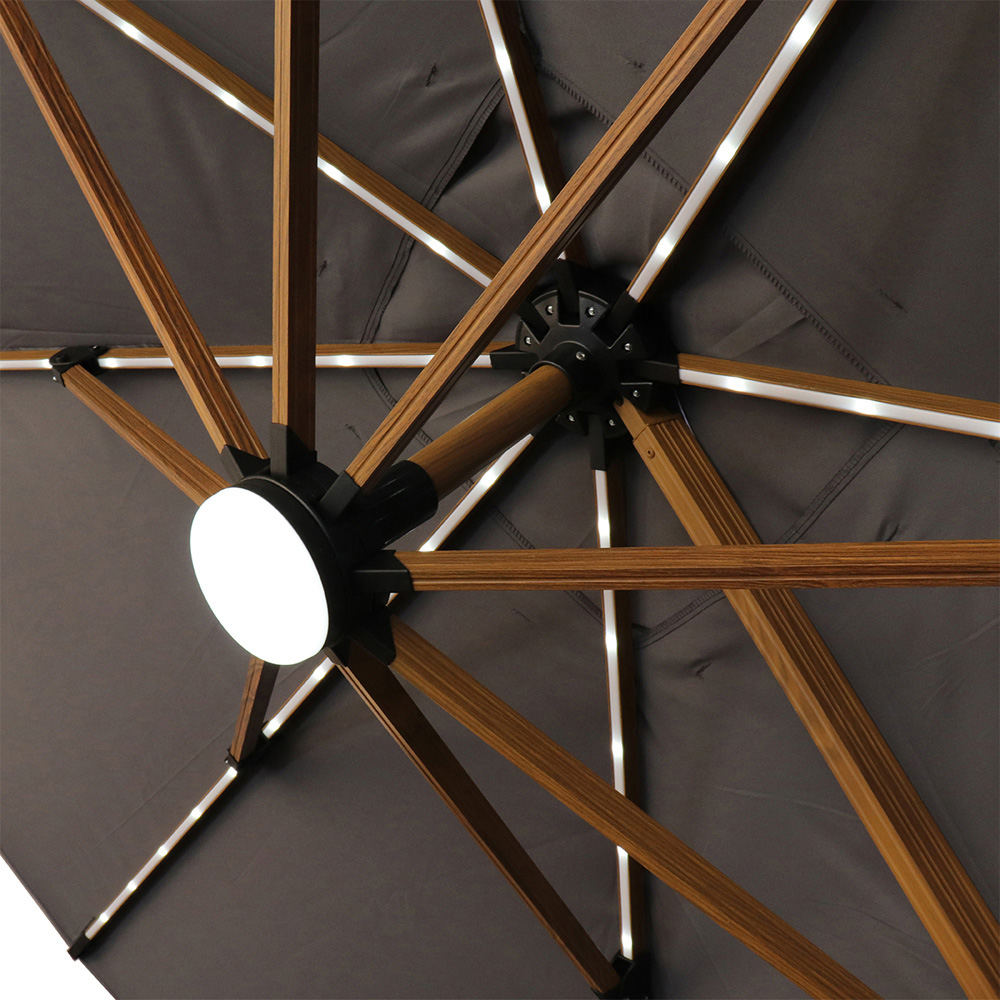 Grey LED Light Roma Umbrella Parasol 2.5m Image 6