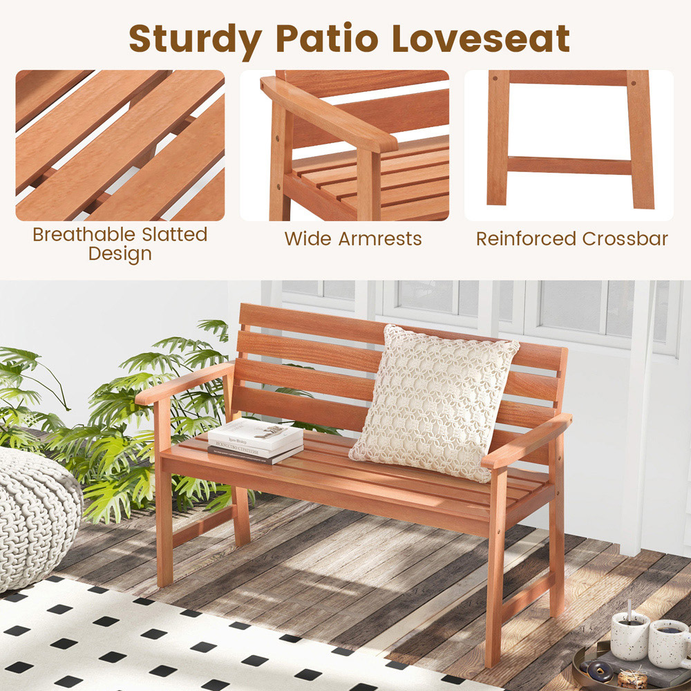 Costway 2 Seater Patio Hardwood Bench Image 8