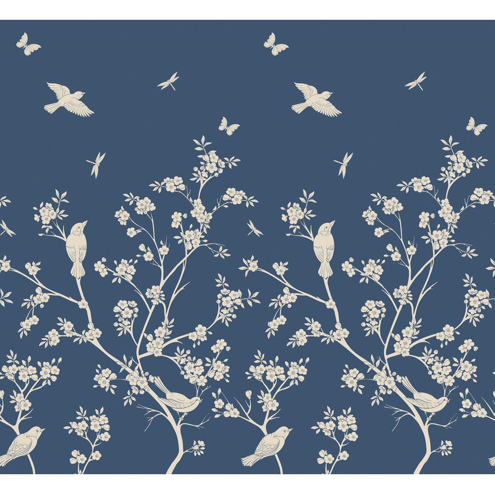 Origin Murals Repeatable Blossom Trail Navy 3 Drop Wall Mural Image 2