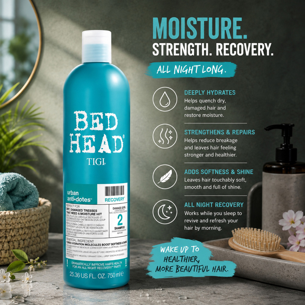 TIGI Bed Head Urban Antidotes Dry Hair Recovery Moisture Shampoo 750ml 6 Pack Image 7