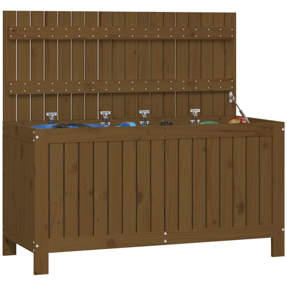 vidaXL 60 x 115 x 49cm Brown Pine Wood Garden Storage Box Image 4