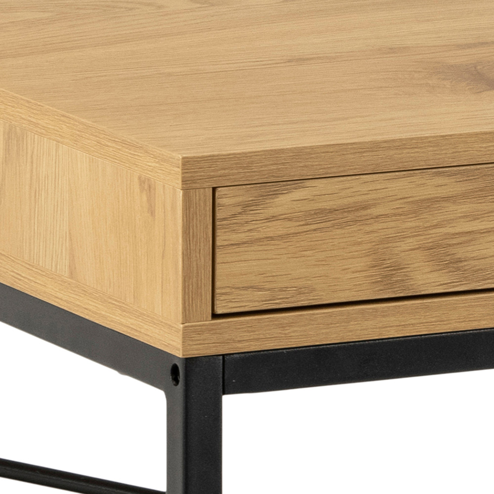 Florence Seaford Single Drawer Single Shelf Office Desk Black and Oak Image 6