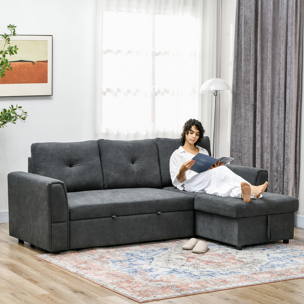 Portland 3 Seater Dark Grey Convertible Sofa Bed Image 5