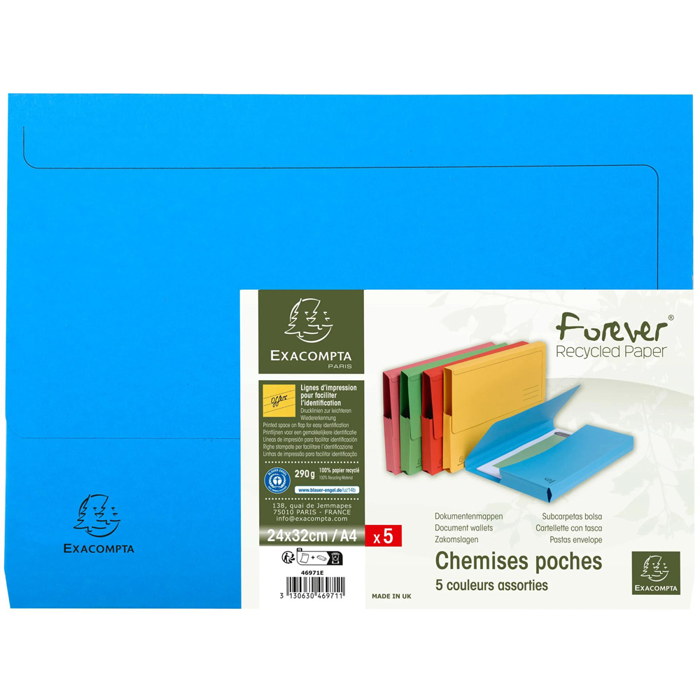Exacompta Forever A4 Assorted Colour Document Wallet 5 x 10 Pack Image 7