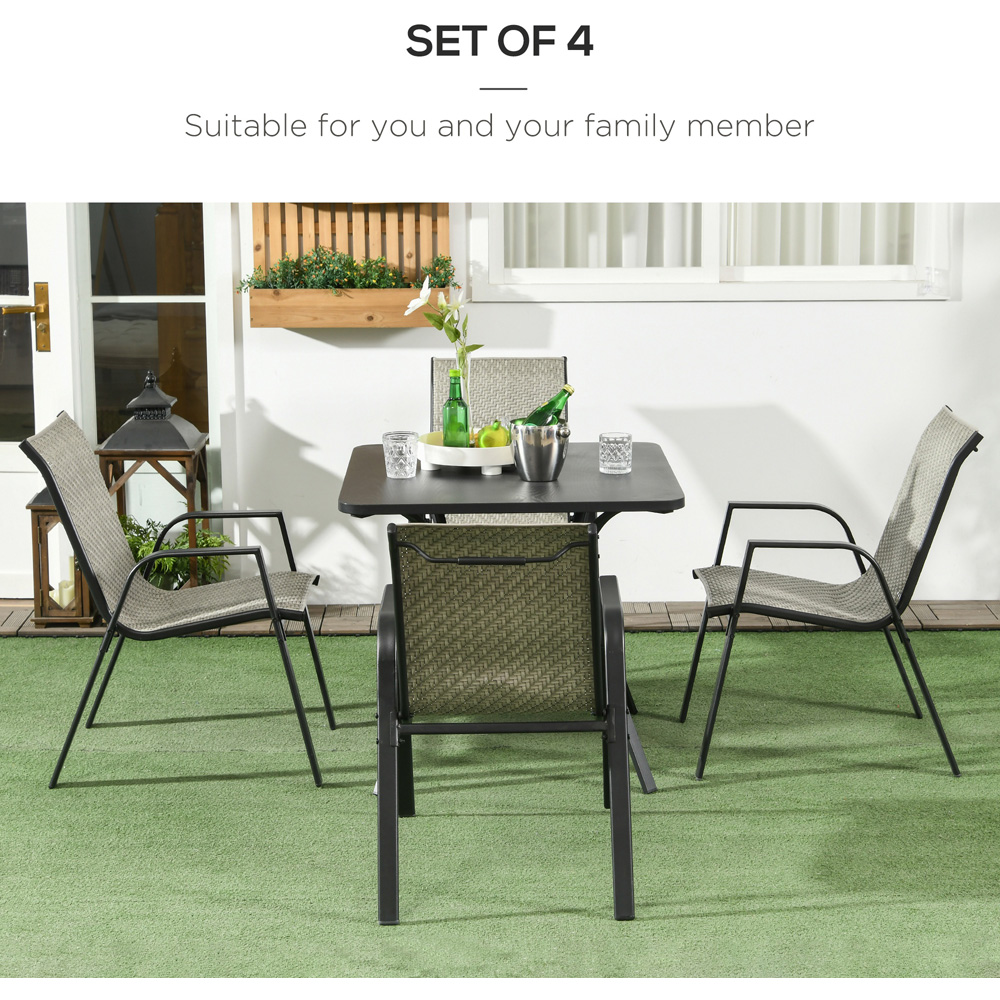 Outsunny Set of 4 Mixed Grey Rattan Chair Image 5