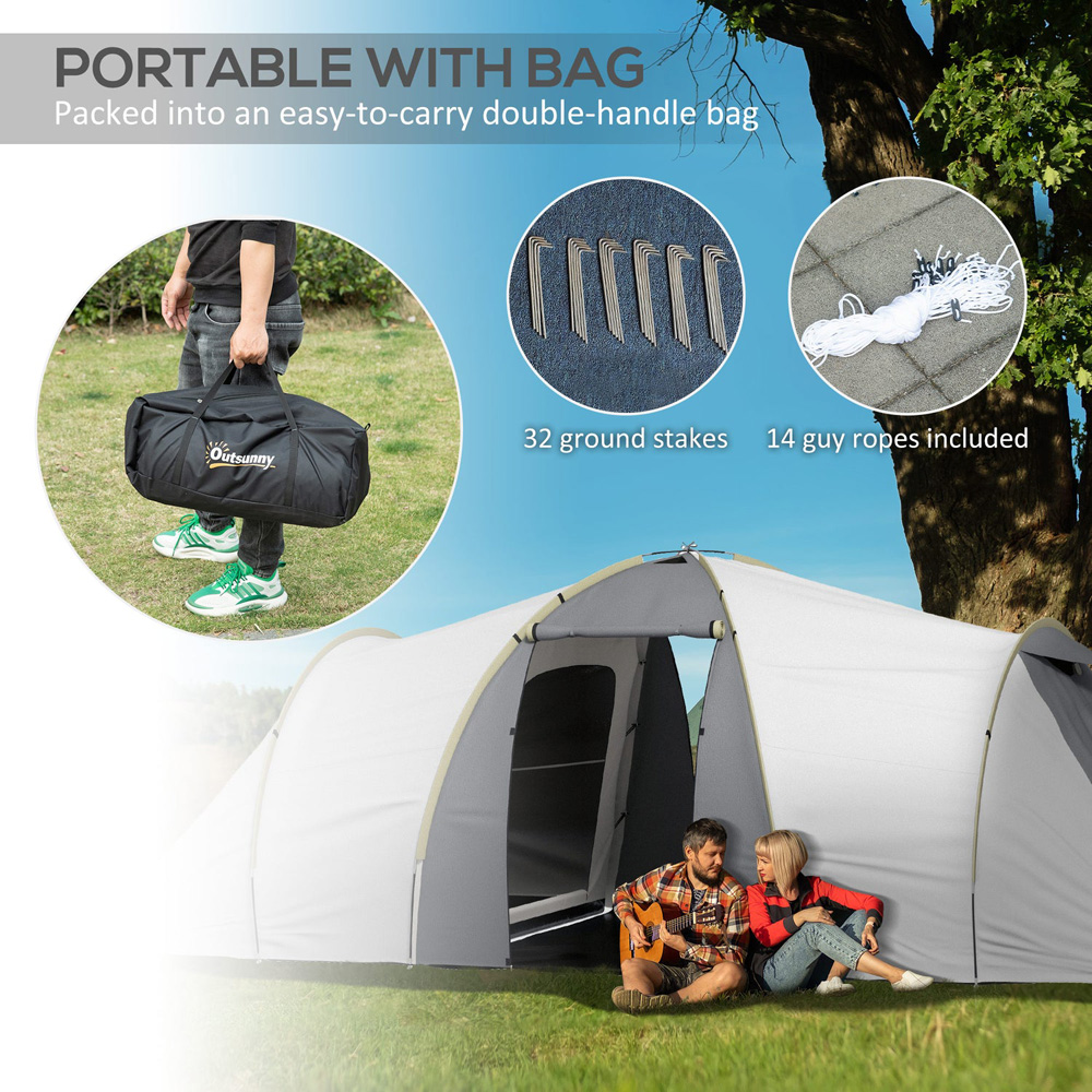 Outsunny 4-6 Person Waterproof Camping Tent White and Grey Image 7