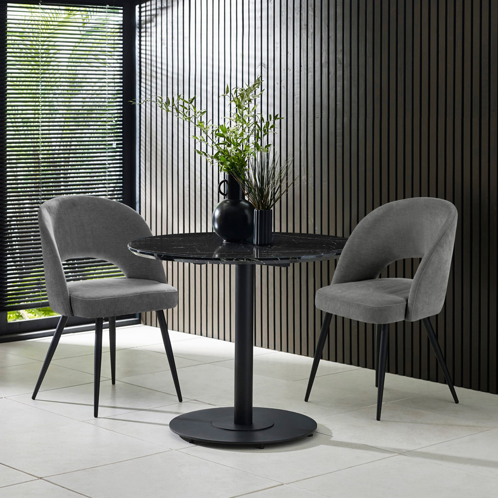 Julian Bowen Luca 2 Seater Marble-Effect Round Dining Table Black Image 8