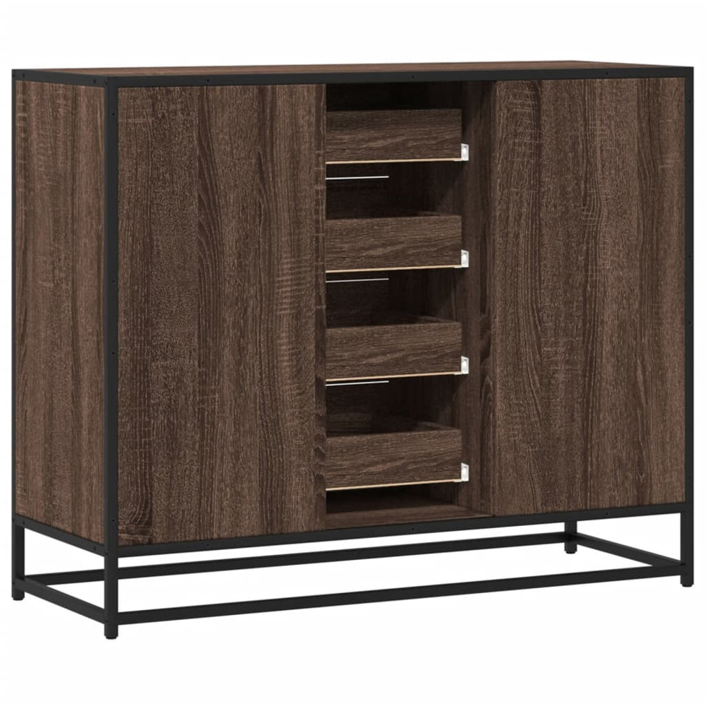 vidaXL 2 Door 4 Drawer Brown Oak Sideboard Image 5