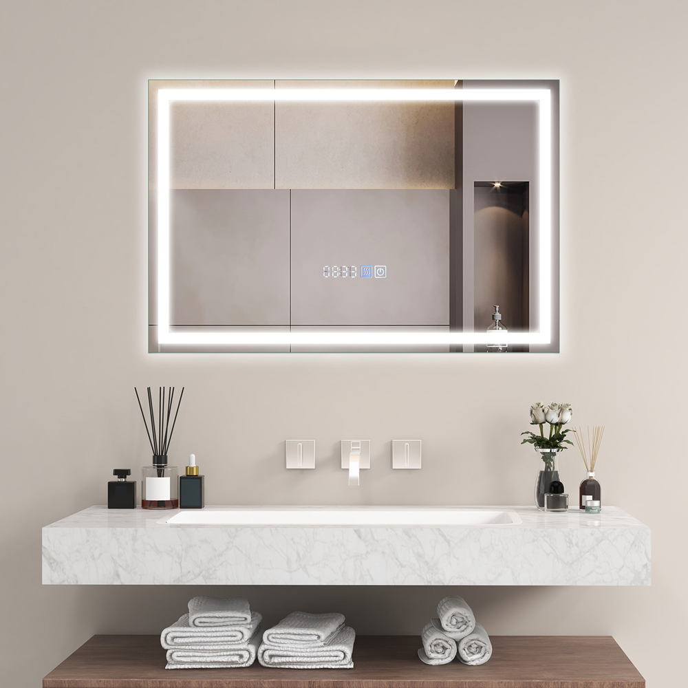 Costway 3 Colour LED Wall Mounted Rectangle Mirror Image 2