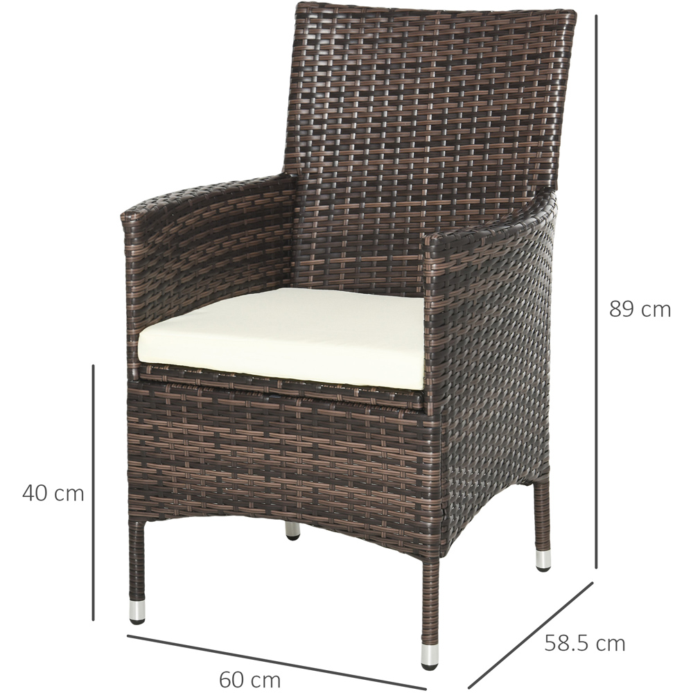 Outsunny Set of 4 Brown Rattan Garden Chair Image 8