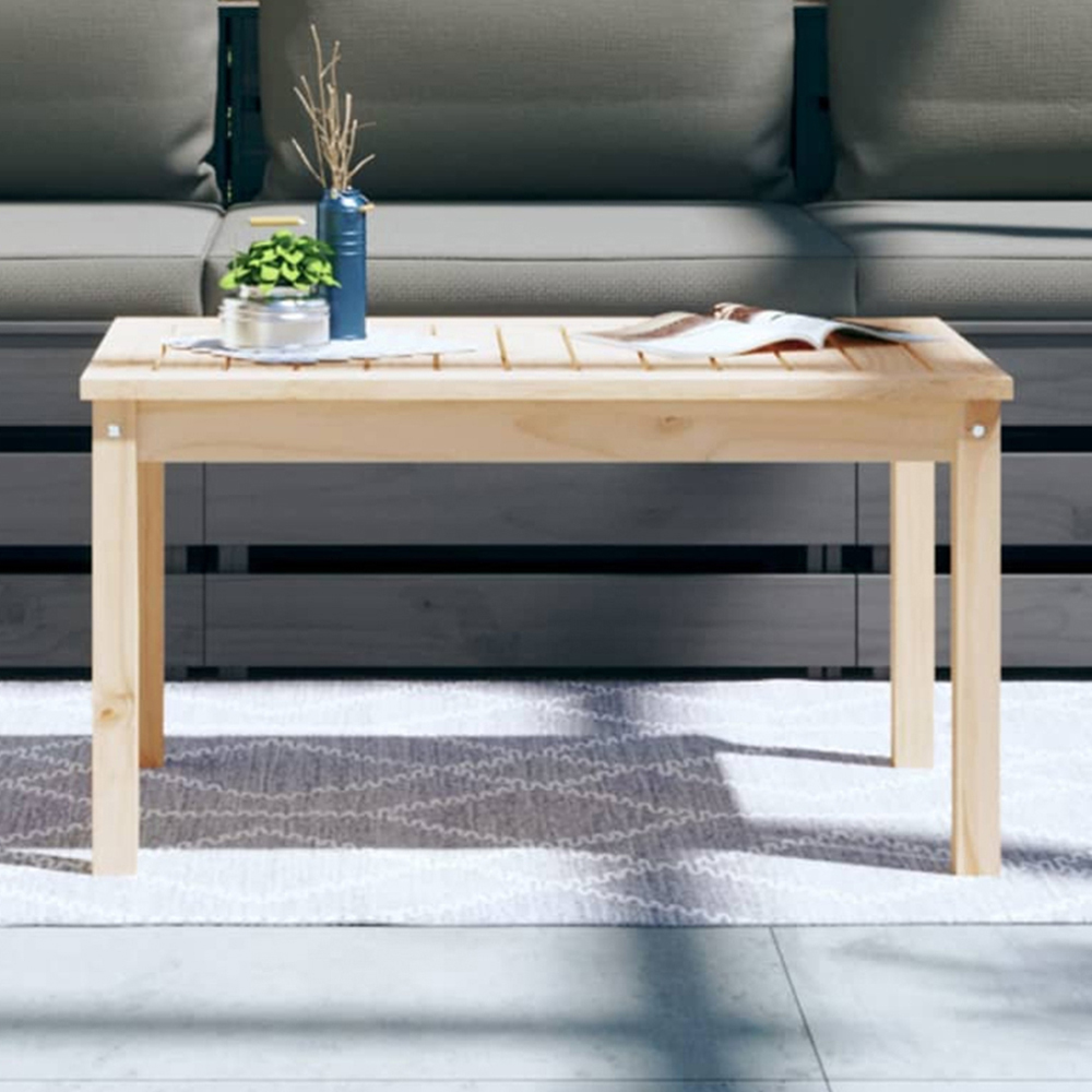 vidaXL Natural Solid Pine Wood Slatted Garden Table 82.5 x 50.5cm Image 1