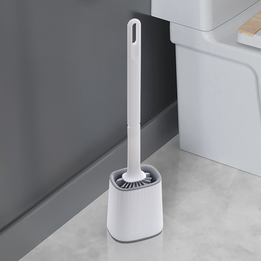Living and Home White Silicone Flexible Toilet Brush with Holder Image 2