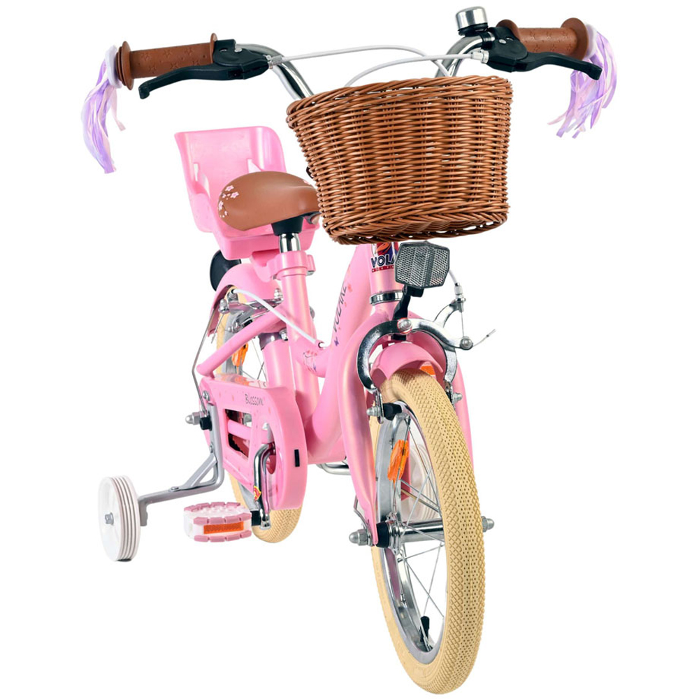 Volare Blossom Kids 14 inch Pink Bike with Stabilisers Doll Seat and Basket Image 2