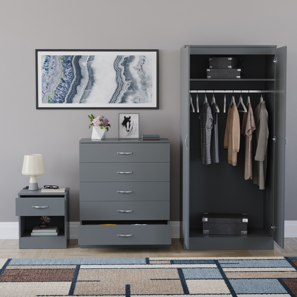 VIDA DESIGNS Riano Grey 3 Piece Bedroom Furniture Set Image 3