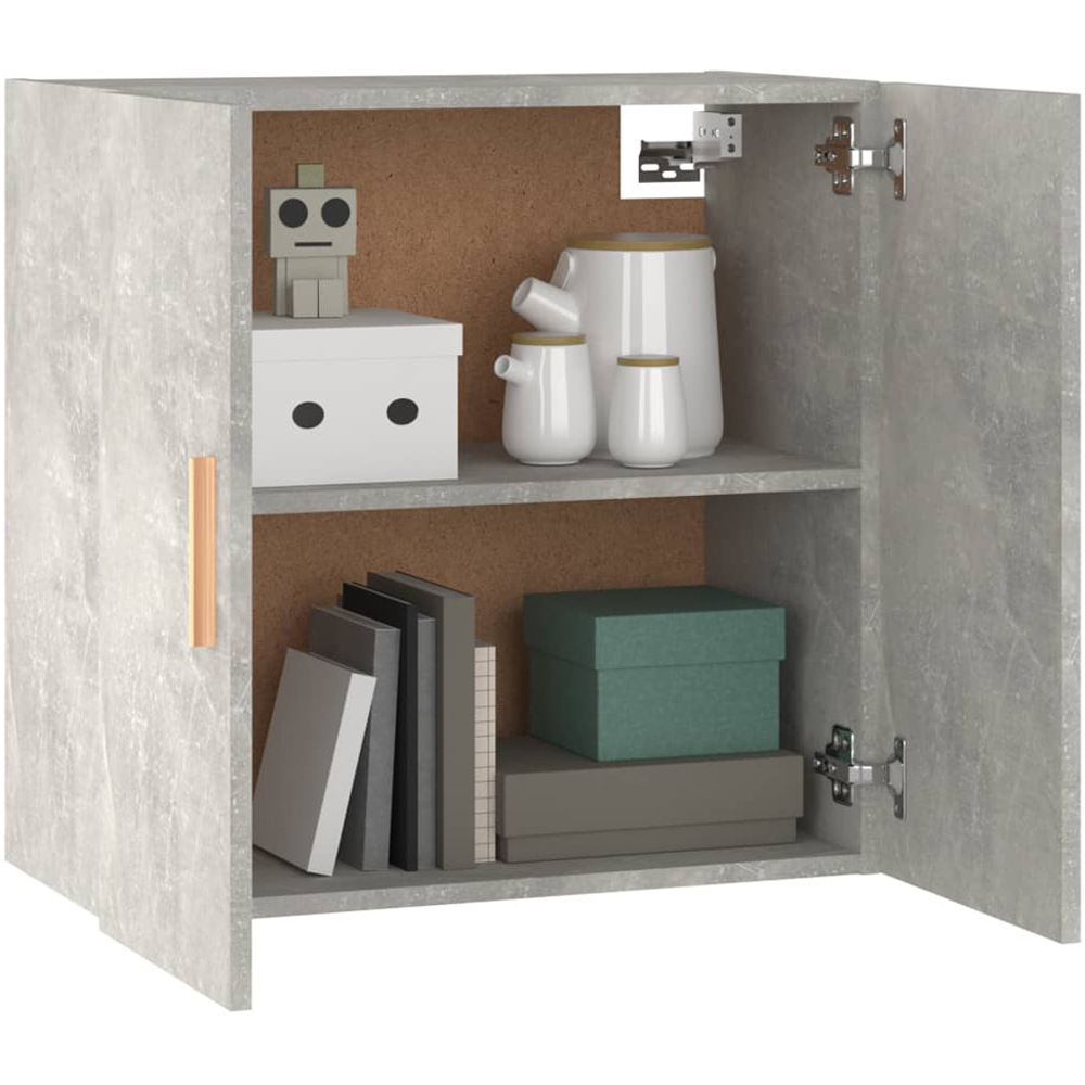 vidaXL 2 Door Concrete Grey Wall Cabinet with Gold Handle Image 3