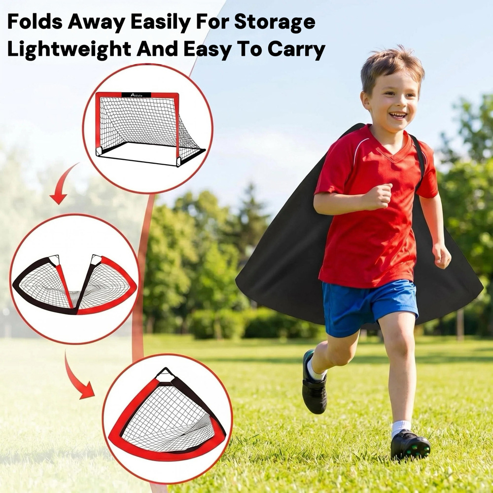 Alivio 3-in-1 Red Kids Mini Football Goal Post Set with Net Ball and Target Sheet Image 4
