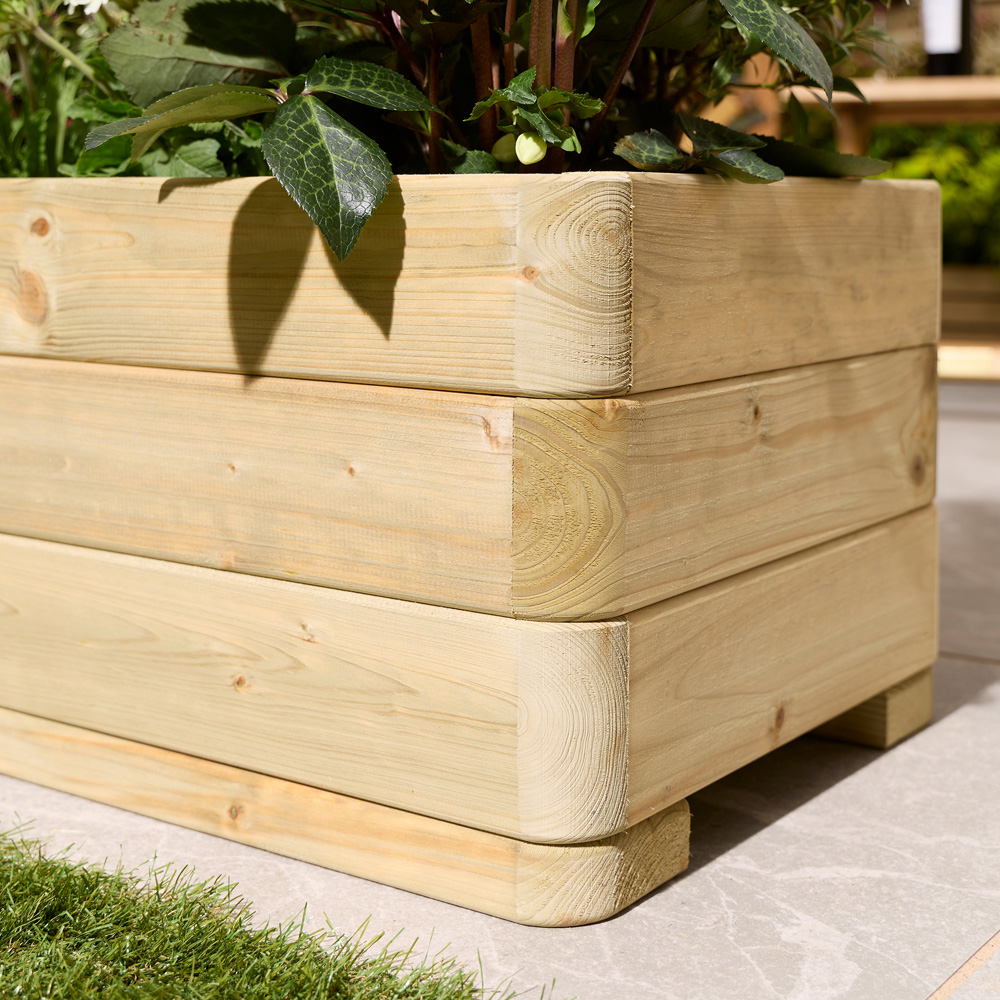 Rowlinson Marberry Natural Wooden Garden Planter 30 x 100 x 40cm Image 4